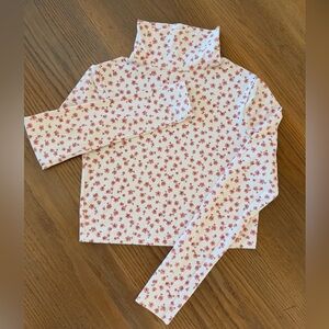 LoveShackFancy Pink Floral cropped Turtleneck size M